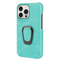Miniatyrbild 2 av 2: Shockproof Läder Skal med Oval Kickstand till iPhone 14 Pro Max - Cyan Grön