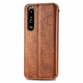 Miniatyrbild 2 av 2: Läder Sony Xperia 1 III fodral med romb-design - Brun Brun