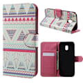 Miniatyrbillede 1 af 2: Samsung Galaxy J3 (2017) Beskyttende læder etui med magnet - Trekant mønster Multicolor