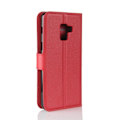 Miniatyrbillede 2 af 2: Samsung Galaxy A8 (2018) litchi skin PU læder flip etui - Rød Red