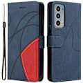 Miniatyrbillede 1 af 2: Tekstureret Læder Etui med Strop TilMotorola Edge 20 - Blå Blue