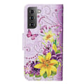 Miniatyrbillede 2 af 2: Wonderland Samsung Galaxy S23 Plus Flip Etui - Gule Blomster / Sommerfugle Pink