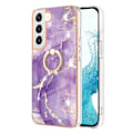 Pikkukuva 1 / 2: Marble Patterned Suojakuori With Ring Holder For Samsung Galaxy S22 Plus - Violetti Marble Haze Purple