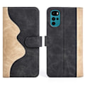 Miniatyrbillede 1 af 2: To Farvet Læder Flip Case til Motorola Moto G22 - Sort Black