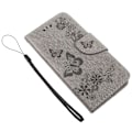 Miniatyrbillede 2 af 2: Huawei P9 Lite Mini imprinted sommerfugl Blomster PU læder flip etui - Grå Silver grey