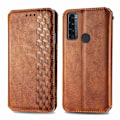 Pikkukuva 1 / 2: Nahkakotelo With A Stylish Rhombus Imprint For Tcl 20 Se - Ruskea Brown