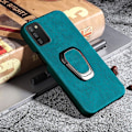 Miniatyrbillede 2 af 2: Stødsikkert lædercover med oval kickstand til Samsung Galaxy A03s - Cyan Green