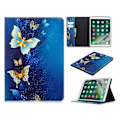 Miniatyrbillede 1 af 2: iPad 10.2 (2019) Stilfuldt mønster læder flip etui - Blå og Guld Sommerfugl Multicolor