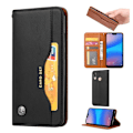Miniatyrbillede 1 af 2: Huawei P20 Lite auto-absorberende PU læder flip etui - Sort Black