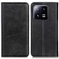 Pikkukuva 1 / 2: Lompakko-style Aitoa Nahkaa Läppäkotelo For Xiaomi 13 - Musta Black