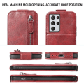 Pikkukuva 3 / 6: Vertical Flip Phone Suojakotelo With Zipper For Samsung Galaxy S21 Ultra 5G - Punainen Red