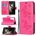 Miniatyrbild 1 av 2: Butterfly läder Samsung Galaxy S22 fodral - Rosa Rosa