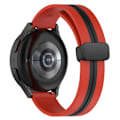 Miniatyrbillede 1 af 2: 20 mm universal tofarvet silikoneurrem med magnetisk foldespænde - Rød / Sort Red