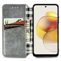 Pikkukuva 6 / 6: Nahkakotelo With A Stylish Rhombus Imprint For Motorola Moto G73 - Harmaa Silver grey