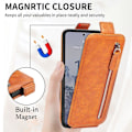 Pikkukuva 6 / 6: Vertical Flip Phone Suojakotelo With Zipper For Nokia X30 - Ruskea Brown