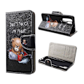 Pikkukuva 1 / 2: Huawei P30 Pro risti pintainen nahkainen flip suojakotelo - Vihainen Nalle ja Varoitus Multicolor