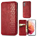 Miniatyrbillede 1 af 2: Læder Etui med A Stil Rhombus Imprint til Samsung Galaxy S21 FE - Rød Red