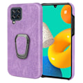Miniatyrbild 1 av 2: Stötsäkert läderfodral med oval kickstand för Samsung Galaxy M32 - Lila Lila