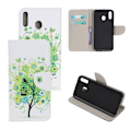 Miniatyrbillede 1 af 2: Samsung Galaxy A40 krydsstruktur med lædercover - grønt blomstertræ Green