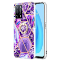 Pikkukuva 1 / 2: Marble Patterned Suojakuori With Ring Holder For Oppo A54s / A55 / A53s 5g / A16 - Tumma Violetti Purple