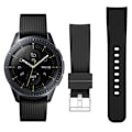 Miniatyrbillede 1 af 2: Samsung Galaxy Watch (42mm) erstatnings urrem i silikone med stribet tekstur - Sort Black