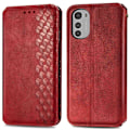 Pikkukuva 1 / 6: Nahkakotelo With A Stylish Rhombus Imprint For Motorola Moto E32s / E32 / G22 - Punainen Red
