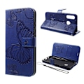 Miniatyrbillede 1 af 2: Huawei P30 Lite aftryk Sommerfugl læder etui - Blå Blue