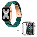 Pikkukuva 1 / 4: Apple Watch SE 2022 (40mm) 3 helmen hartsityylinen kelloranneke kirkkaalla suojuksella - Tummanvihreä Green