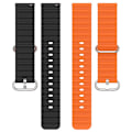 Miniatyrbillede 2 af 2: 20 mm universel tofarvet silikone-urrem - Orange / Sort Orange