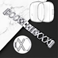 Miniatyrbild 2 av 3: Fitbit Sense / Versa 3 X-formad klockrem med strassdekor och genomskinligt skydd - Silver Silvergrå