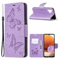 Miniatyrbild 1 av 2: Butterfly läder Samsung Galaxy A32 fodral - Lila Lila