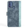 Miniatyrbillede 2 af 2: To Farvet Læder Flip Case til Motorola Moto E30 / E40 / E20 - Blå Blue