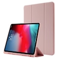 Miniatyrbillede 1 af 2: iPad Pro 12.9 (2022) / (2021) / (2020) Skin-touch vegansk læderetui Fuld beskyttelse Tri-fold Stand Tablet Cover med Auto Wake / Sleep Cover og Pen Sl Pink
