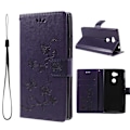 Miniatyrbillede 1 af 2: Sony Xperia L2 stemplet sommerfugl Blomster PU læder flip etui - Mørkelilla Purple