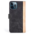 Pikkukuva 2 / 2: Kaksivärinen nahkainen läppäkotelo iPhone 12 Pro Max - Musta Black