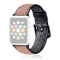 Miniatyrbild 1 av 6: Apple Watch Series 8 (41mm) Klockarmband i kohudläder i kolfibermodell - Brun / Svart Brun