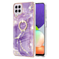 Pikkukuva 1 / 2: Marble Patterned Suojakuori With Ring Holder For Samsung Galaxy A22 4G / M32 - Vihreä And Keltainen Marble Haze Purple