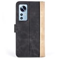 Miniatyrbillede 2 af 2: To-farvet Xiaomi 12S / Xiaomi 12X / Xiaomi 12 læderetui - Sort Black