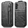 Miniatyrbillede 1 af 2: Vertical Flip Phone Etui med Zipper til Samsung Galaxy M23 / F23 - Sort Black