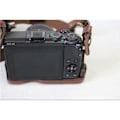 Miniatyrbild 2 av 2: Canon EOS M6 med 15-45mm lins kameraväska rem linsskydd syntetläder - Kaffe Brun