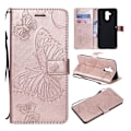 Miniatyrbillede 1 af 2: Huawei Mate 20 Lite mobiletui i kunstlæder med indgraveret sommerfugl - Rosa Guld Multicolor