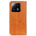 Pikkukuva 2 / 6: Lompakko-style Aitoa Nahkaa Läppäkotelo For Xiaomi 13 - Ruskea Brown