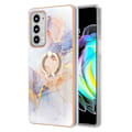 Pikkukuva 1 / 2: Marble Patterned Suojakuori With Ring Holder For Motorola Edge 20 - Milky Way Marble White Multicolor