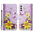 Miniatyrbillede 1 af 2: Wonderland Samsung Galaxy A34 5G Flip Etui - Gule Blomster / Sommerfugle Pink