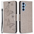 Miniatyrbild 1 av 6: Butterfly läder Samsung Galaxy A54 fodral - Silver/Grå Silvergrå