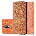 Miniatyrbillede 1 af 2: Nokia 3.1 mobiletui i kunstlæder med krokodille- og glitter tekstur - Orange Orange