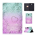 Miniatyrbillede 1 af 2: Samsung Galaxy Tab A 10.5 beskyttelsesetui i kunstlæder med mønster og kortholder - Glitter og hjerte Multicolor