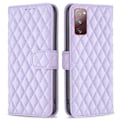 Miniatyrbillede 1 af 2: Rhombus Mønster Matte Flip Case til Samsung Galaxy S20 Fe 2022 / S20 Fe 5g / S20 Fe - Lilla Purple