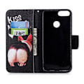 Pikkukuva 2 / 2: Huawei P Smart PU Nahkainen Kuvallinen Lompakko Suoja Kotelo - Kiss My Ass Multicolor