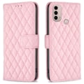 Miniatyrbillede 1 af 2: Rhombus Mønster Matte Flip Case til Motorola Moto E30 / E40 - Lyserød Pink